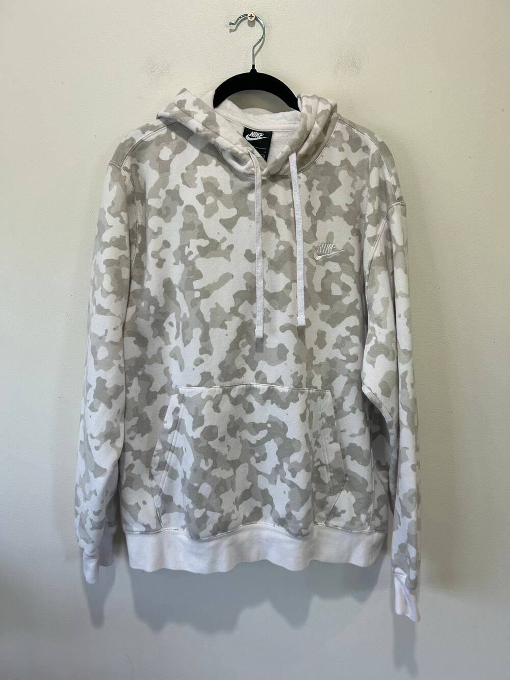 Nike hoodie white grey camo womens L